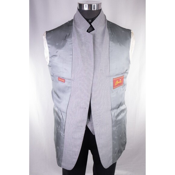Vintage ARNIE Wool Blend 2-Pcs Blazer Jacket Cost / Vest Gray Micro Check Sz 42R - Picture 12 of 16